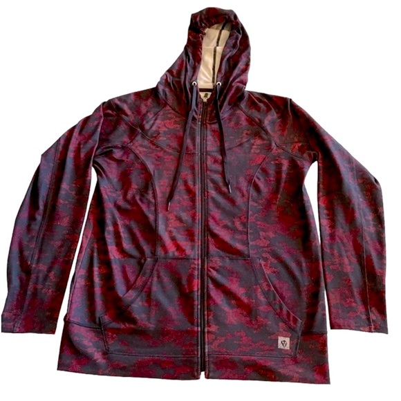 Anne Klein Woman’s hooded Abstract Black and Red Running Jacket Size L NWOT - Picture 3 of 8